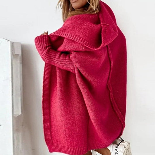 Annika | Strickjacke Damen Oversized Kapuzen Cardigan mit Fledermausärmeln