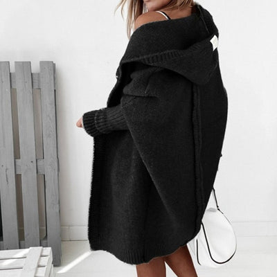 Annika | Strickjacke Damen Oversized Kapuzen Cardigan mit Fledermausärmeln