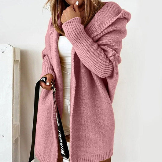 Annika | Strickjacke Damen Oversized Kapuzen Cardigan mit Fledermausärmeln
