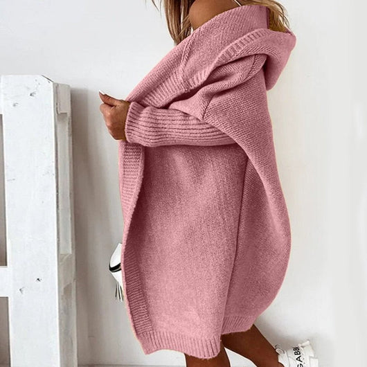 Annika | Strickjacke Damen Oversized Kapuzen Cardigan mit Fledermausärmeln