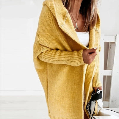 Annika | Strickjacke Damen Oversized Kapuzen Cardigan mit Fledermausärmeln