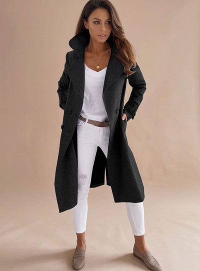 Emilia | Taillierter Wintermantel Damen Eleganter Zweireiher Wollmantel