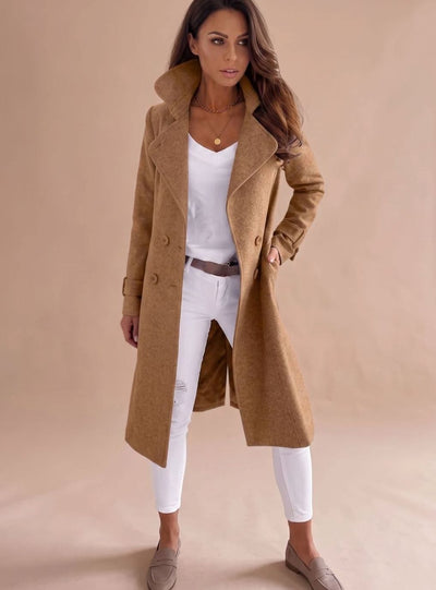 Emilia | Taillierter Wintermantel Damen Eleganter Zweireiher Wollmantel