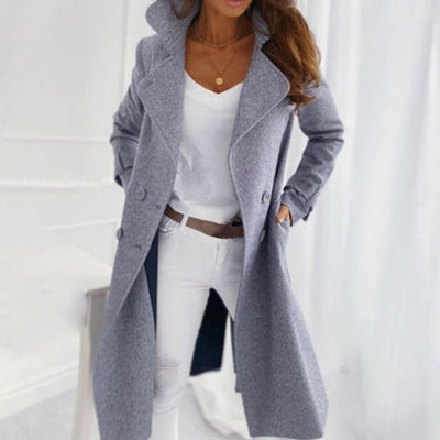 Emilia | Taillierter Wintermantel Damen Eleganter Zweireiher Wollmantel