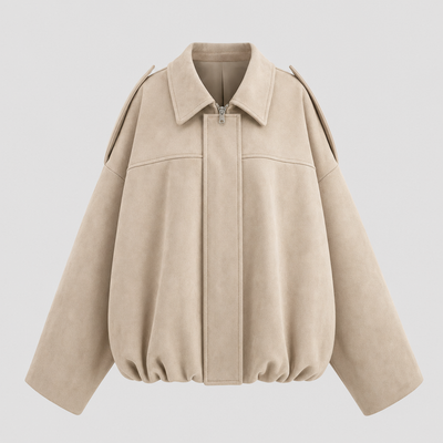 Thurlow Suede-Touch Zip Jacket in beige, product shot