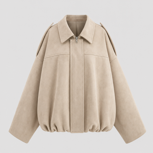 Thurlow Suede-Touch Zip Jacket in beige, product shot