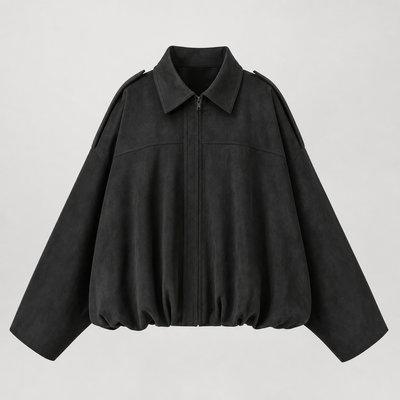 Thurlow Suede-Touch Zip Jacket in black, product shot