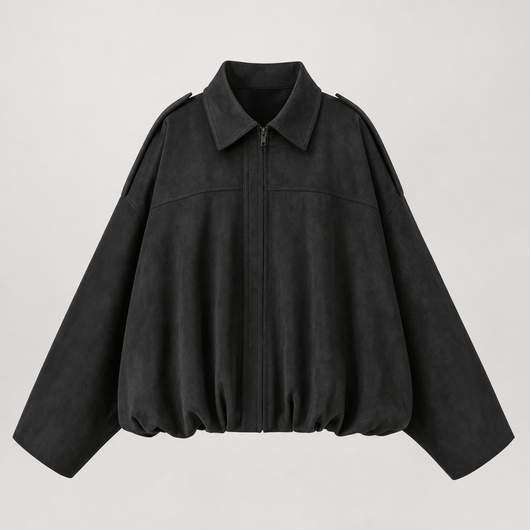 Thurlow Suede-Touch Zip Jacket in black, product shot