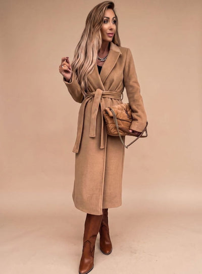 Charlotte | Trenchcoat Damen Eleganter Langer Mantel mit Bindegürtel Reverskragen