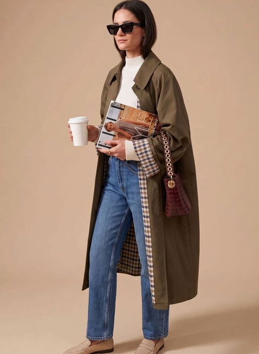 Johanna | Trenchcoat Damen Langer Eleganter Mantel mit Seitentaschen