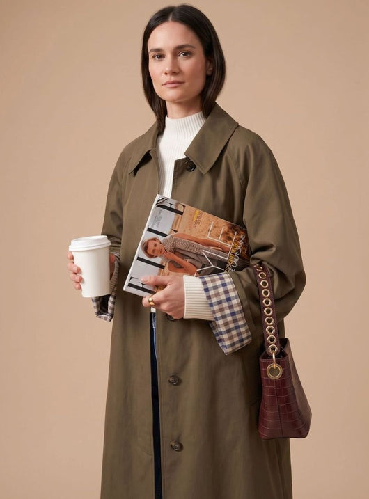 Johanna | Trenchcoat Damen Langer Eleganter Mantel mit Seitentaschen