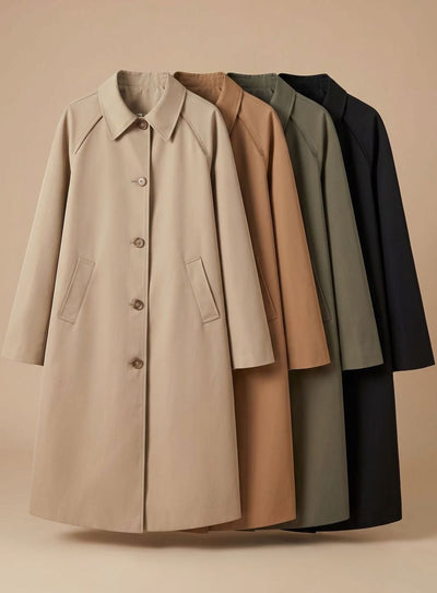 Johanna | Trenchcoat Damen Langer Eleganter Mantel mit Seitentaschen