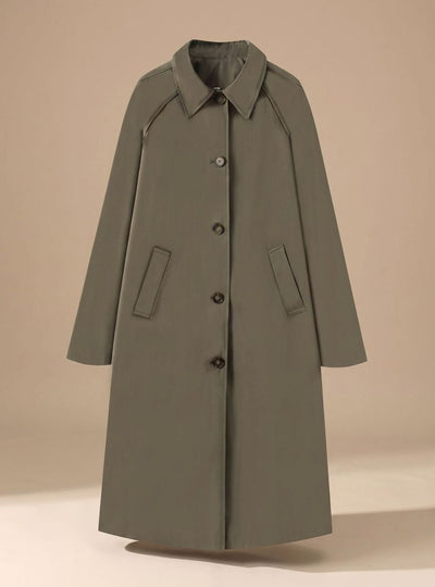 Johanna | Trenchcoat Damen Langer Eleganter Mantel mit Seitentaschen