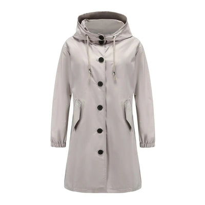 Emilia | Trenchcoat Damen Wasserabweisender Langer Mantel mit Kapuze