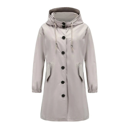 Emilia | Trenchcoat Damen Wasserabweisender Langer Mantel mit Kapuze