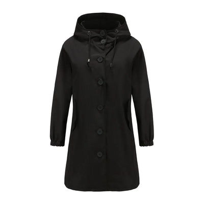 Emilia | Trenchcoat Damen Wasserabweisender Langer Mantel mit Kapuze