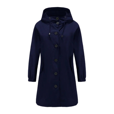 Emilia | Trenchcoat Damen Wasserabweisender Langer Mantel mit Kapuze