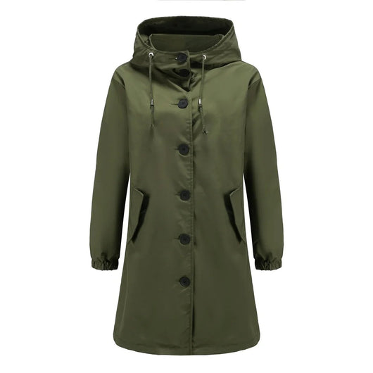Emilia | Trenchcoat Damen Wasserabweisender Langer Mantel mit Kapuze