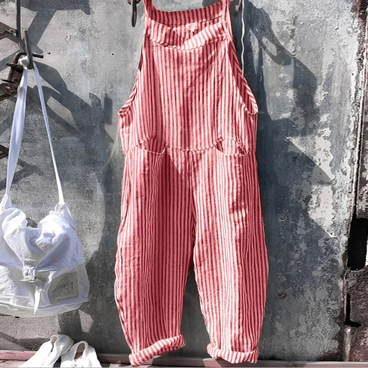 Simon | Unisex Vintage Gestreifter Loose-Fit Latzhosen Overall
