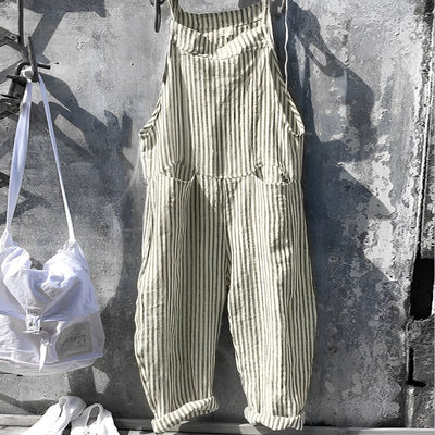 Simon | Unisex Vintage Gestreifter Loose-Fit Latzhosen Overall