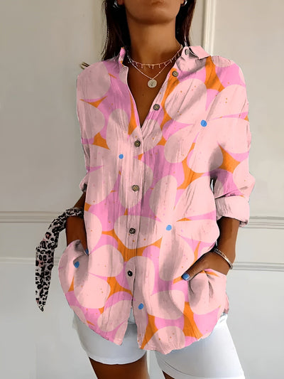 Johanna | Damen Gepunktete Bluse Mit Knopfleiste Und Print