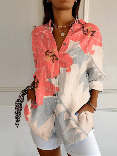 Johanna | Damen Gepunktete Bluse Mit Knopfleiste Und Print