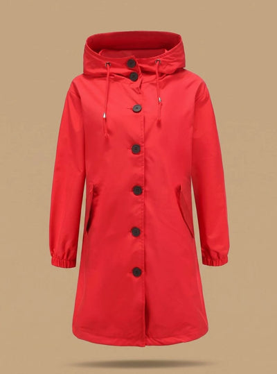 Greta | Wasserabweisender Trenchcoat Damen Kapuze Langer Outdoor-Mantel