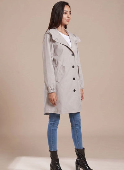 Greta | Wasserabweisender Trenchcoat Damen Kapuze Langer Outdoor-Mantel