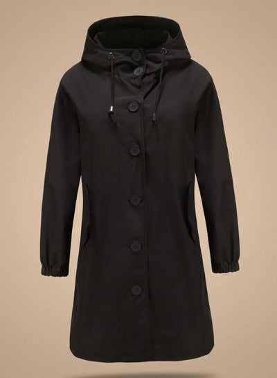 Greta | Wasserabweisender Trenchcoat Damen Kapuze Langer Outdoor-Mantel