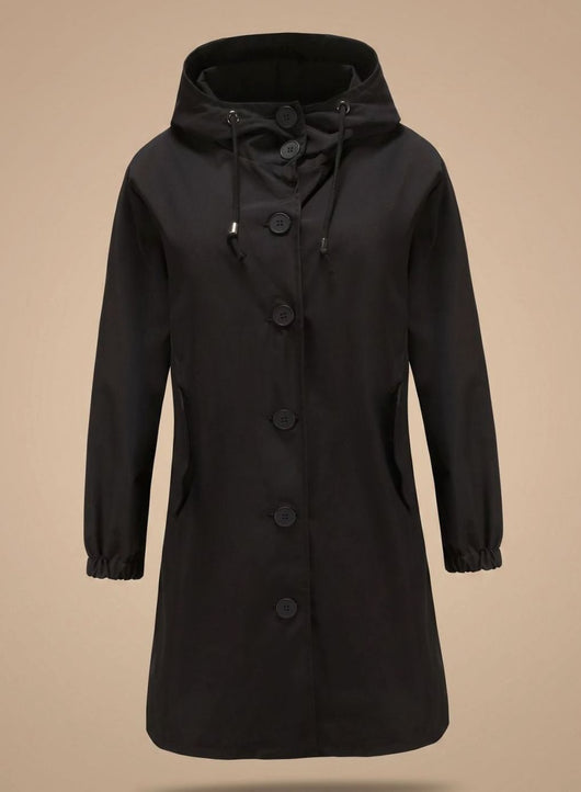 Greta | Wasserabweisender Trenchcoat Damen Kapuze Langer Outdoor-Mantel
