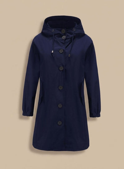 Greta | Wasserabweisender Trenchcoat Damen Kapuze Langer Outdoor-Mantel