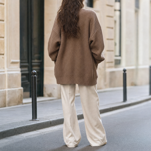 Wexford chunky knit cardigan, back view