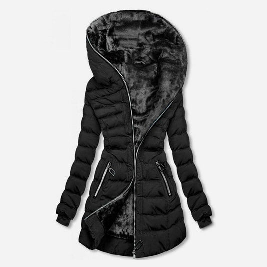 Annika | Winterjacke Damen Lang Gesteppt Fleecegefüttert Reißverschluss
