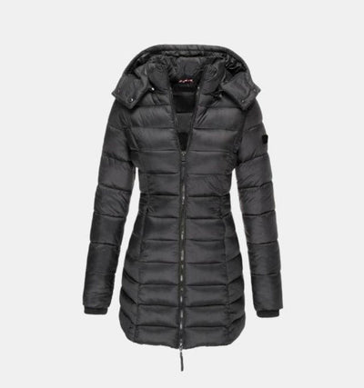 Charlotte | Winterjacke Damen Langer Gesteppter Mantel mit Kapuze