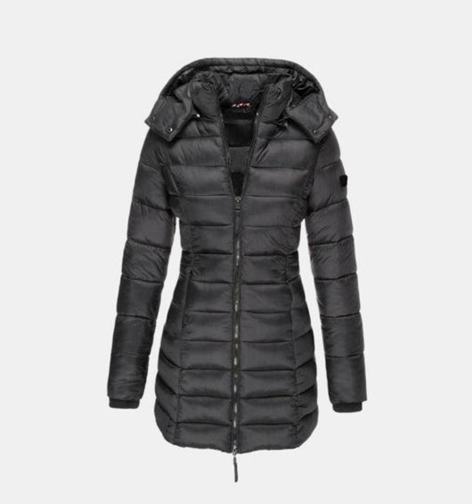Charlotte | Winterjacke Damen Langer Gesteppter Mantel mit Kapuze
