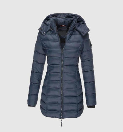 Charlotte | Winterjacke Damen Langer Gesteppter Mantel mit Kapuze