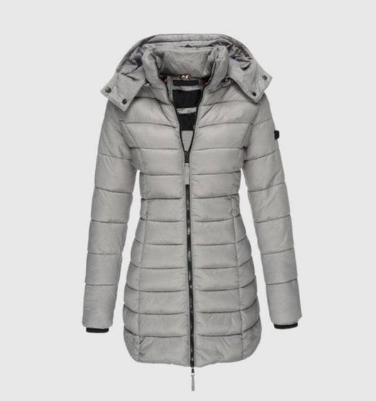 Charlotte | Winterjacke Damen Langer Gesteppter Mantel mit Kapuze