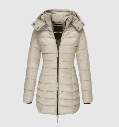 Charlotte | Winterjacke Damen Langer Gesteppter Mantel mit Kapuze