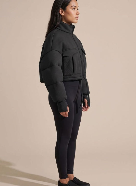 Emilia | Wintermantel Damen Kurzjacke Reißverschluss Cargo-Taschen