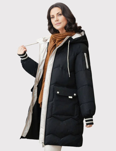 Elisabeth | Wintermantel Damen Langer Gesteppter Parka mit Kapuze