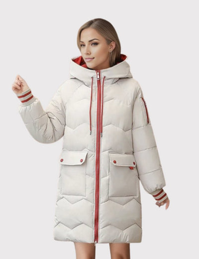 Elisabeth | Wintermantel Damen Langer Gesteppter Parka mit Kapuze