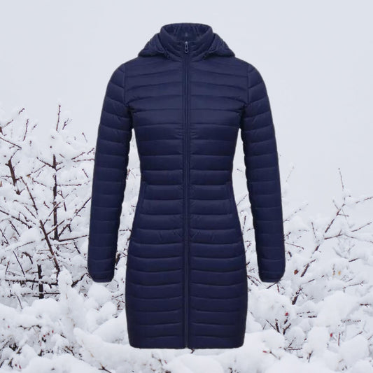 Greta | Wintermantel Damen Ultraleichter Langer Gesteppter Parka mit Kapuze