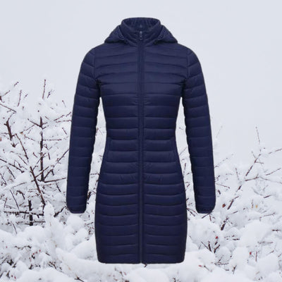 Greta | Wintermantel Damen Ultraleichter Langer Gesteppter Parka mit Kapuze