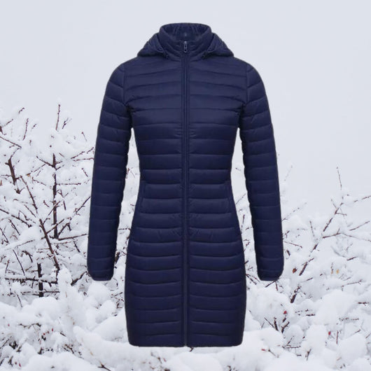 Greta | Wintermantel Damen Ultraleichter Langer Gesteppter Parka mit Kapuze
