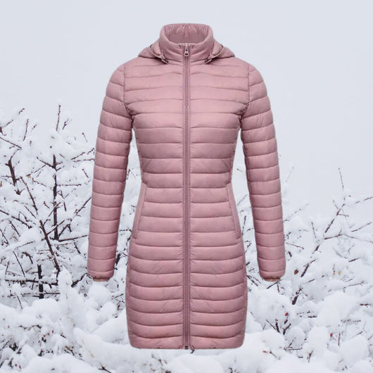 Greta | Wintermantel Damen Ultraleichter Langer Gesteppter Parka mit Kapuze