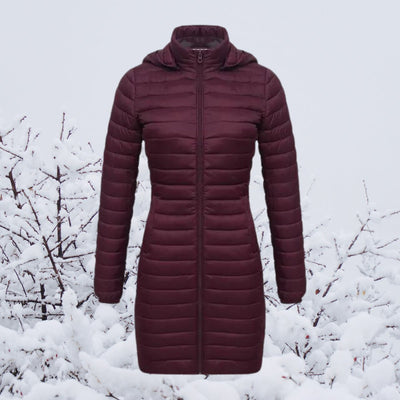 Greta | Wintermantel Damen Ultraleichter Langer Gesteppter Parka mit Kapuze