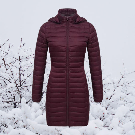 Greta | Wintermantel Damen Ultraleichter Langer Gesteppter Parka mit Kapuze