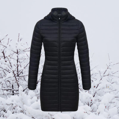 Greta | Wintermantel Damen Ultraleichter Langer Gesteppter Parka mit Kapuze