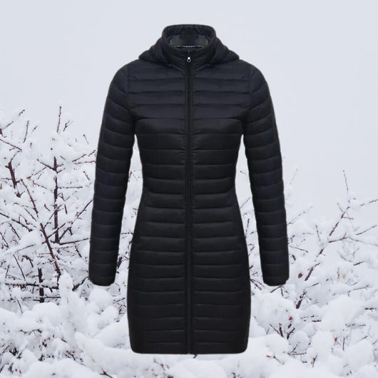 Greta | Wintermantel Damen Ultraleichter Langer Gesteppter Parka mit Kapuze