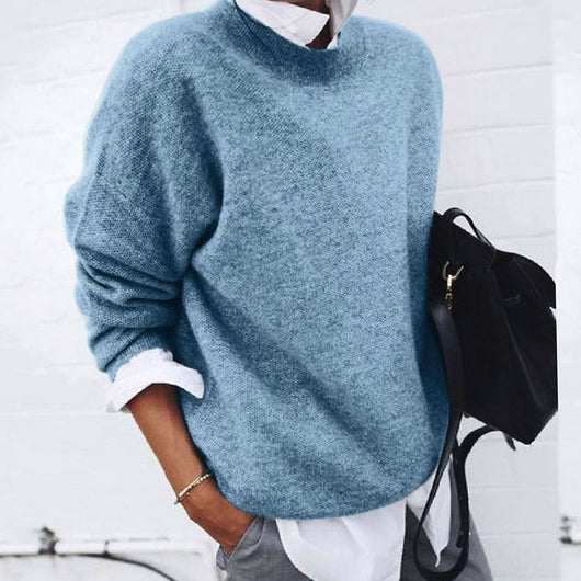 Annika | Wollpullover für Damen Oversized Rundhals Strickpullover